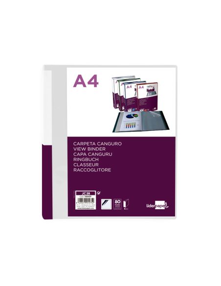 Carpeta Liderpapel 80 Fundas Canguro Pp Din A4 Transparente Portada Y Lomo Personalizable