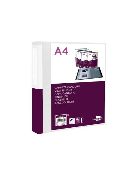 Carpeta Liderpapel 80 Fundas Canguro Pp Din A4 Transparente Portada Y Lomo Personalizable