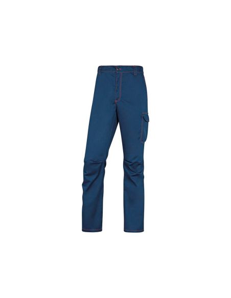 Pantalon De Trabajo Deltaplus Cintura Elastica 5 Bolsillos Color Azul Marino / Naranja Talla Xxxl