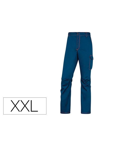 Pantalon De Trabajo Deltaplus Cintura Elastica 5 Bolsillos Color Azul Marino / Naranja Talla Xxl