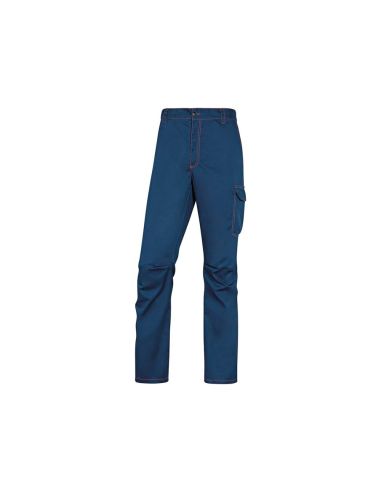 Pantalon De Trabajo Deltaplus Cintura Elastica 5 Bolsillos Color Azul Marino / Naranja Talla Xxl