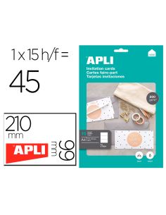 Tarjeta De Visita Apli Invitacion Hogar 210X99Mm 200Gr Blanca Pack De 15 Hojas Din A4