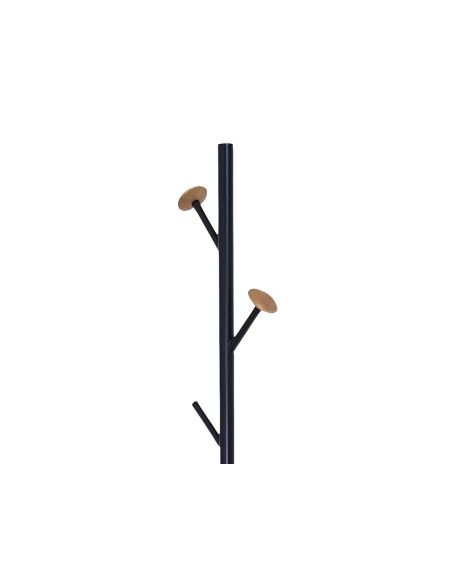 Perchero Metalico Q-Connect Negro Con Detalles De Madera 5 Colgadores 177X28,5 Cm