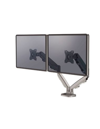 Brazo Para Monitor Fellowes Serie Eppa Ajustable Altura 2 Pantallas Normativa Vesa Hasta 10 Kg Plata