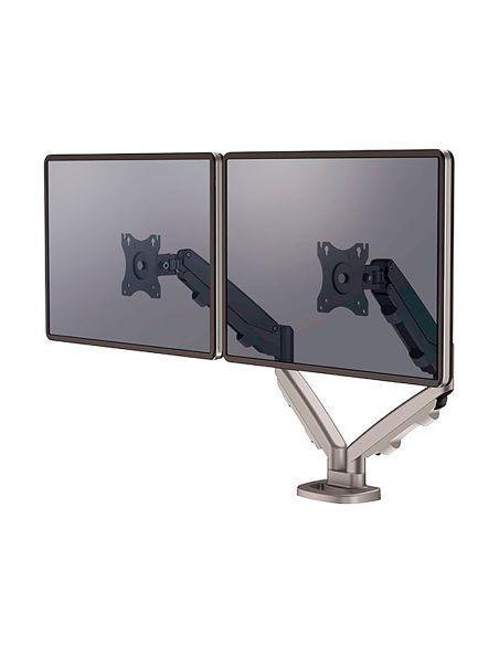 Brazo Para Monitor Fellowes Serie Eppa Ajustable Altura 2 Pantallas Normativa Vesa Hasta 10 Kg Plata