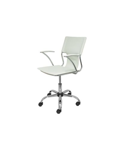 Silla Giratoria Pyc Respaldo Medio Regulable En Altura Similpiel Blanca 860+90X480X440 Mm
