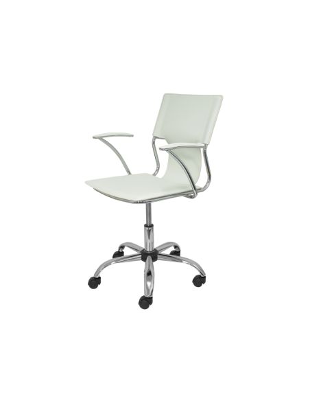 Silla Giratoria Pyc Respaldo Medio Regulable En Altura Similpiel Blanca 860+90X480X440 Mm