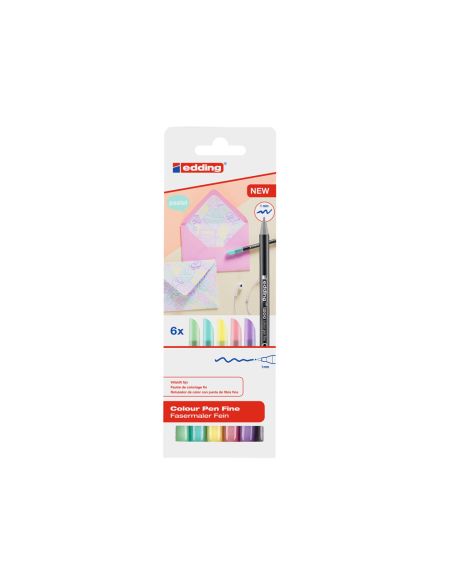 Rotulador Edding Punta Fibra 1200 Pastel Punta Redonda 1 Mm Estuche De 6 Unidades Colores Surtidos