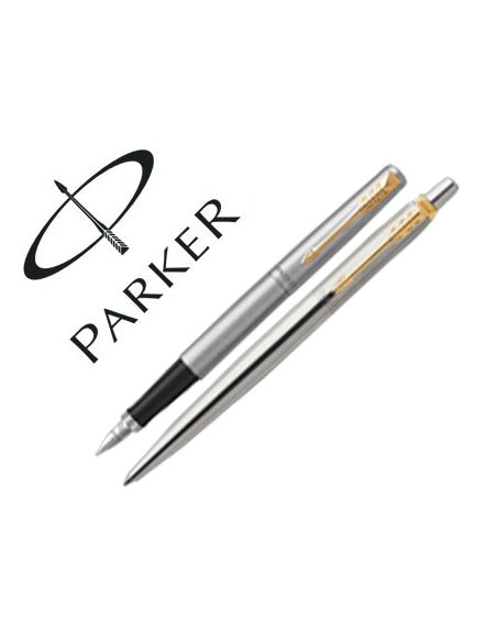 Juego Parker Duo Jotter Acero Gt Boligrafo + Pluma