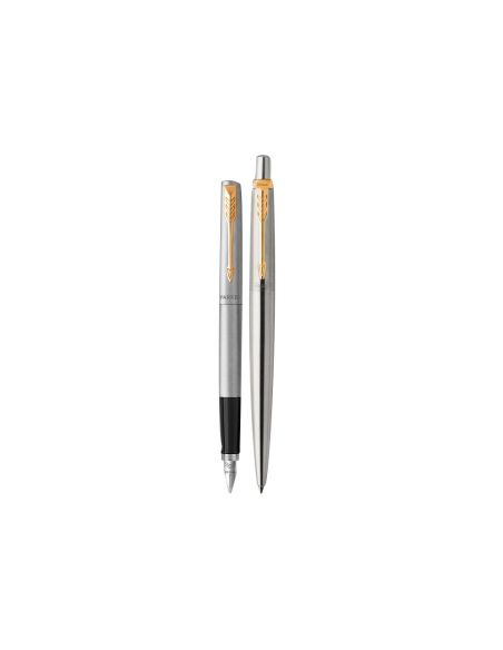 Juego Parker Duo Jotter Acero Gt Boligrafo + Pluma