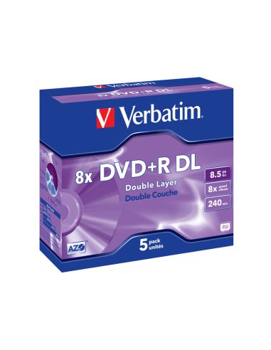 Dvd+R Verbatim Doble Capa Capacidad 8.5Gb Velocidad 8X 240 Min Pack De 5 Unidades