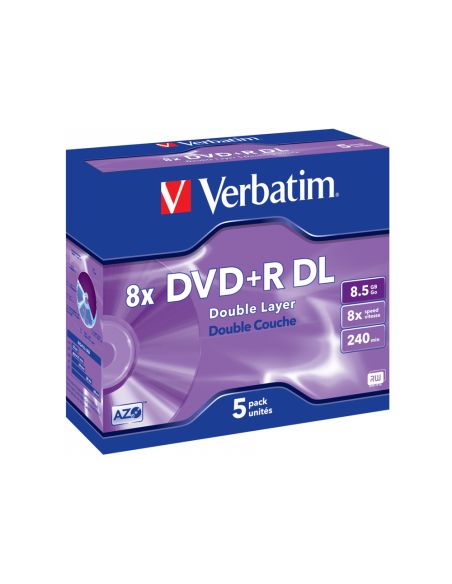 Dvd+R Verbatim Doble Capa Capacidad 8.5Gb Velocidad 8X 240 Min Pack De 5 Unidades