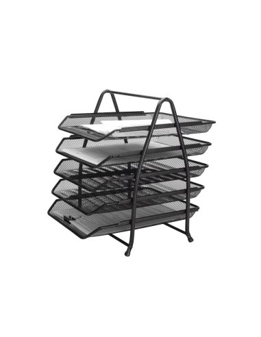 Bandeja Sobremesa Metalica Q-Connect Kf18474 Rejilla Negro 5 Bandejas Movibles 350X275X375 Mm