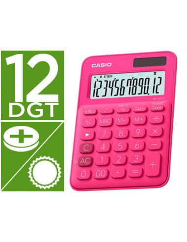 Calculadora Casio Ms-20Uc-Rd Sobremesa 12 Digitos Tax +/- Color Fucsia