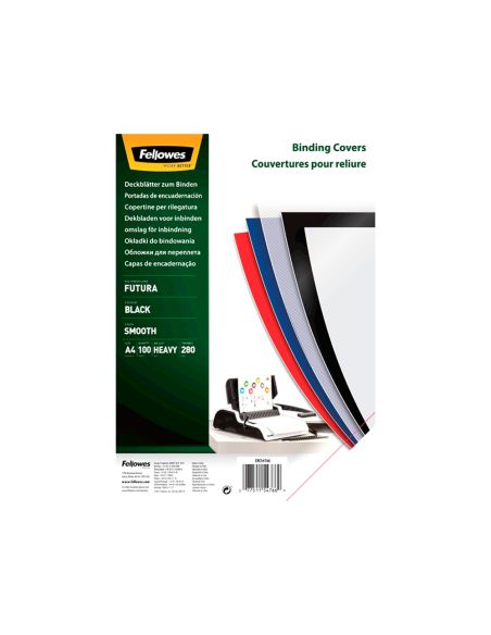 Tapa De Encuadernacion Fellowes Din A4 Polipropileno Negro 280 Micras Pack De 100 Unidades