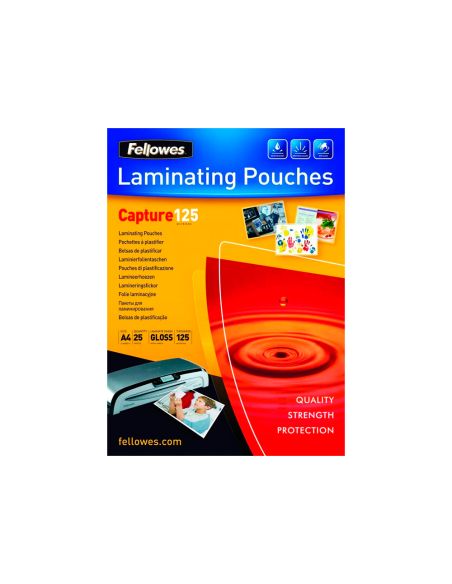 Bolsa De Plastificar Fellowes Brillo Din A4 125 Mc Pack De 25 Unidades
