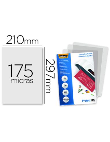 Bolsa De Plastificar Fellowes Brillo Din A4 175 Mc Pack 100 Unidades