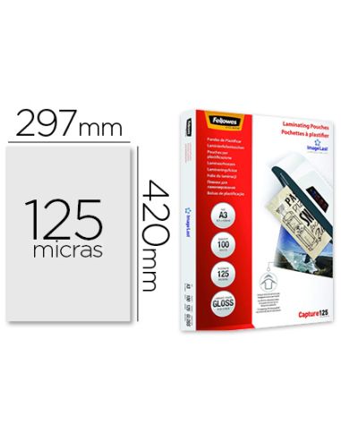 Bolsa De Plastificar Fellowes Brillo Din A3 125 Mc Pack De 100 Unidades