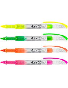 Rotulador Q-Connect Fluorescente Punta Biselada Tinta Liquida Bolsa De 4 Unidades Colores Surtidos 2