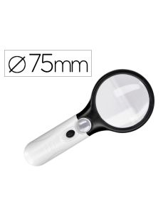 Lupa Q-Connect Electrica Aro Abs 75 Mm 3 Aumentos 3 Bombillas Led Lente 70 Mm