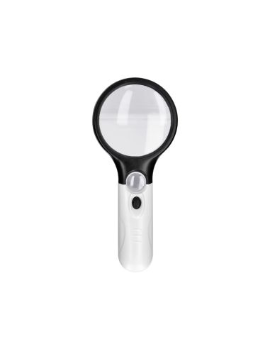 Lupa Q-Connect Electrica Aro Abs 75 Mm 3 Aumentos 3 Bombillas Led Lente 70 Mm