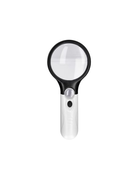 Lupa Q-Connect Electrica Aro Abs 75 Mm 3 Aumentos 3 Bombillas Led Lente 70 Mm
