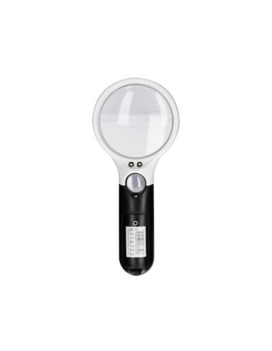 Lupa Q-Connect Electrica Aro Abs 75 Mm 3 Aumentos 3 Bombillas Led Lente 70 Mm