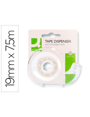 Cinta Adhesiva Q-Connect Invisible 7,5 Mt X 19 Mm Con Portarrollo En Blister