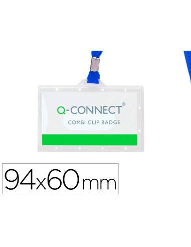 Identificador Q-Connect Kf17112 Con Cordon Plano Azul Y Apertura Lateral 94X60 Mm