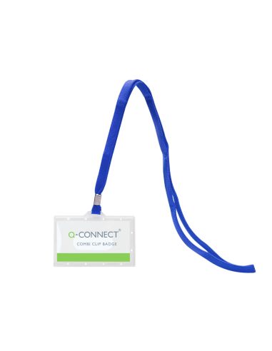 Identificador Q-Connect Kf17112 Con Cordon Plano Azul Y Apertura Lateral 94X60 Mm