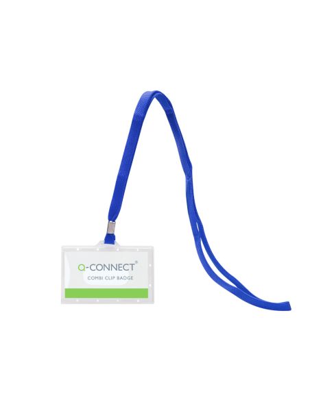 Identificador Q-Connect Kf17112 Con Cordon Plano Azul Y Apertura Lateral 94X60 Mm