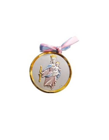 Med. Cuna Plata/Dorada 7Cm Lazo Auxiliadora 1292