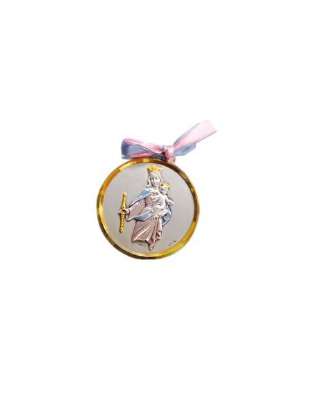 Med. Cuna Plata/Dorada 7Cm Lazo Auxiliadora 1292
