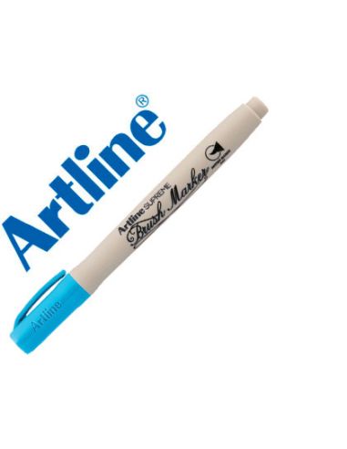 Rotulador Artline Supreme Brush Pintura Base De Agua Punta Tipo Pincel Trazo Variable Celeste