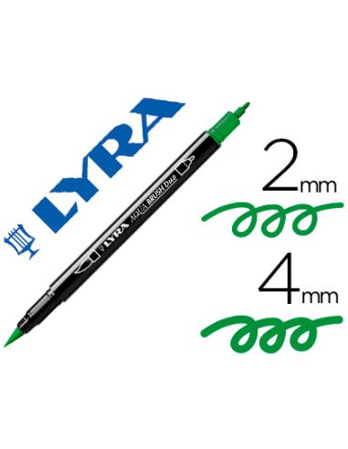 Rotulador Verde Lyra Aqua Brush Acuarelable Doble Punta Fina Y Pincel
