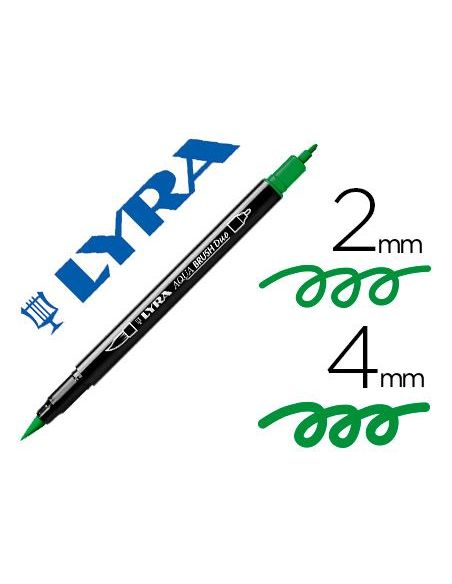 Rotulador Verde Lyra Aqua Brush Acuarelable Doble Punta Fina Y Pincel