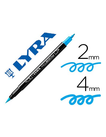 Rotulador Lyra Aqua Brush Acuarelable Doble Punta Fina Y Pincel Azul Claro