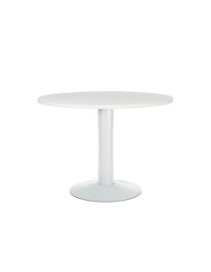 Mesa De Reunion Rocada Meeting 3005Atw04 Estructura Columna Acero Blanco Tablero Madera Blanco 100 Cm Diametro