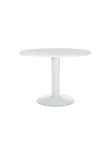 Mesa De Reunion Rocada Meeting 3005Atw04 Estructura Columna Acero Blanco Tablero Madera Blanco 100 Cm Diametro