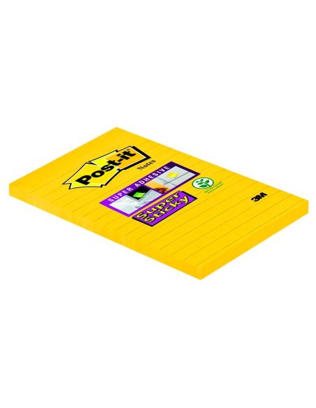 Bloc De Notas Adhesivas Quita Y Pon Post-It Super Sticky Rayado Amarillo Ultra 101X152 Mm|Libreriasalesiana