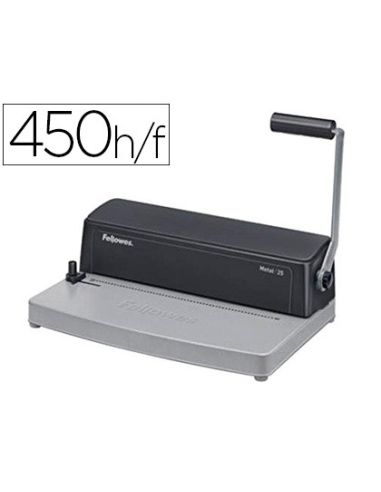 Encuadernadora Para Espiral Fellowes Metal 25 Perfora 10 Hojas Tamaño A4 Encuaderna Hasta 450 Hojas Paso 5:1