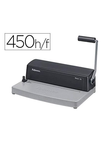 Encuadernadora Para Espiral Fellowes Metal 25 Perfora 10 Hojas Tamaño A4 Encuaderna Hasta 450 Hojas Paso 5:1
