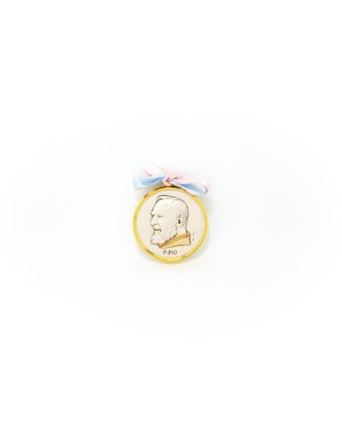 Med. Cuna Plata/Dorada 7Cm Lazo  Padre Pio