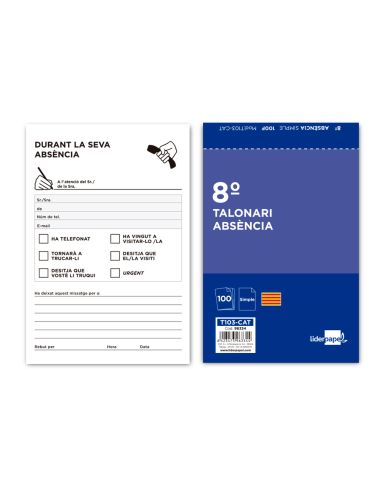Talonario Liderpapel Ausentes Octavo Original T103 Texto En Catalan