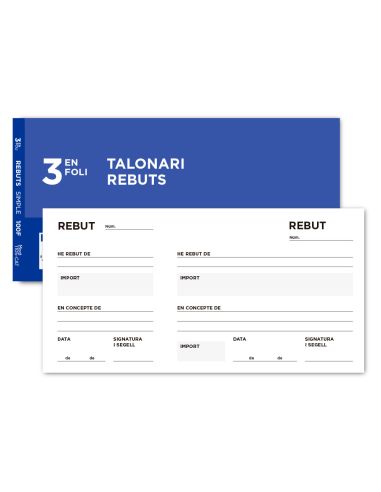 Talonario Liderpapel Recibos 3/Fº Original T105 Con Matriz Texto En Catalan