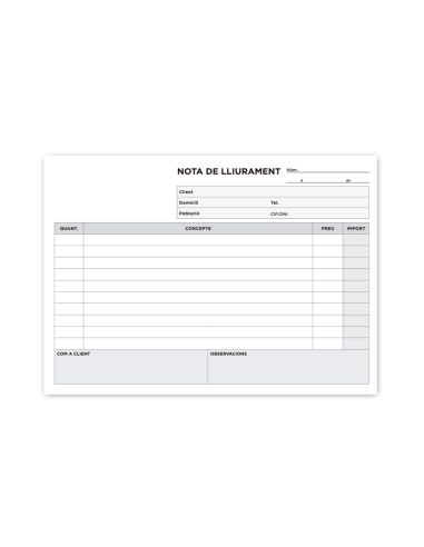 Talonario Liderpapel Entregas Cuarto Original Y Copia T229 Apaisado Texto En Catalan