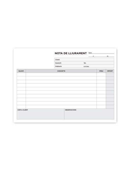 Talonario Liderpapel Entregas Cuarto Original Y Copia T229 Apaisado Texto En Catalan