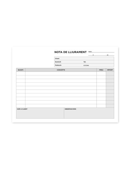 Talonario Liderpapel Entregas Cuarto Original Y 2 Copias T329 Apaisado Texto En Catalan