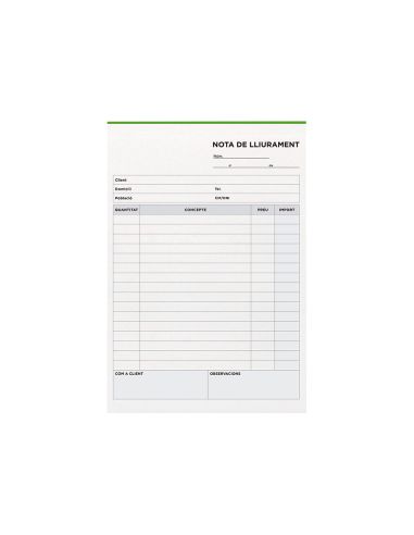 Talonario Liderpapel Entregas Cuarto Original Y Copia T226 Texto En Catalan