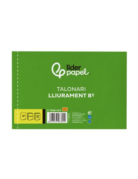 Talonario Liderpapel Entregas 8º Original Y Copia T228 Apaisado Texto En Catalan
